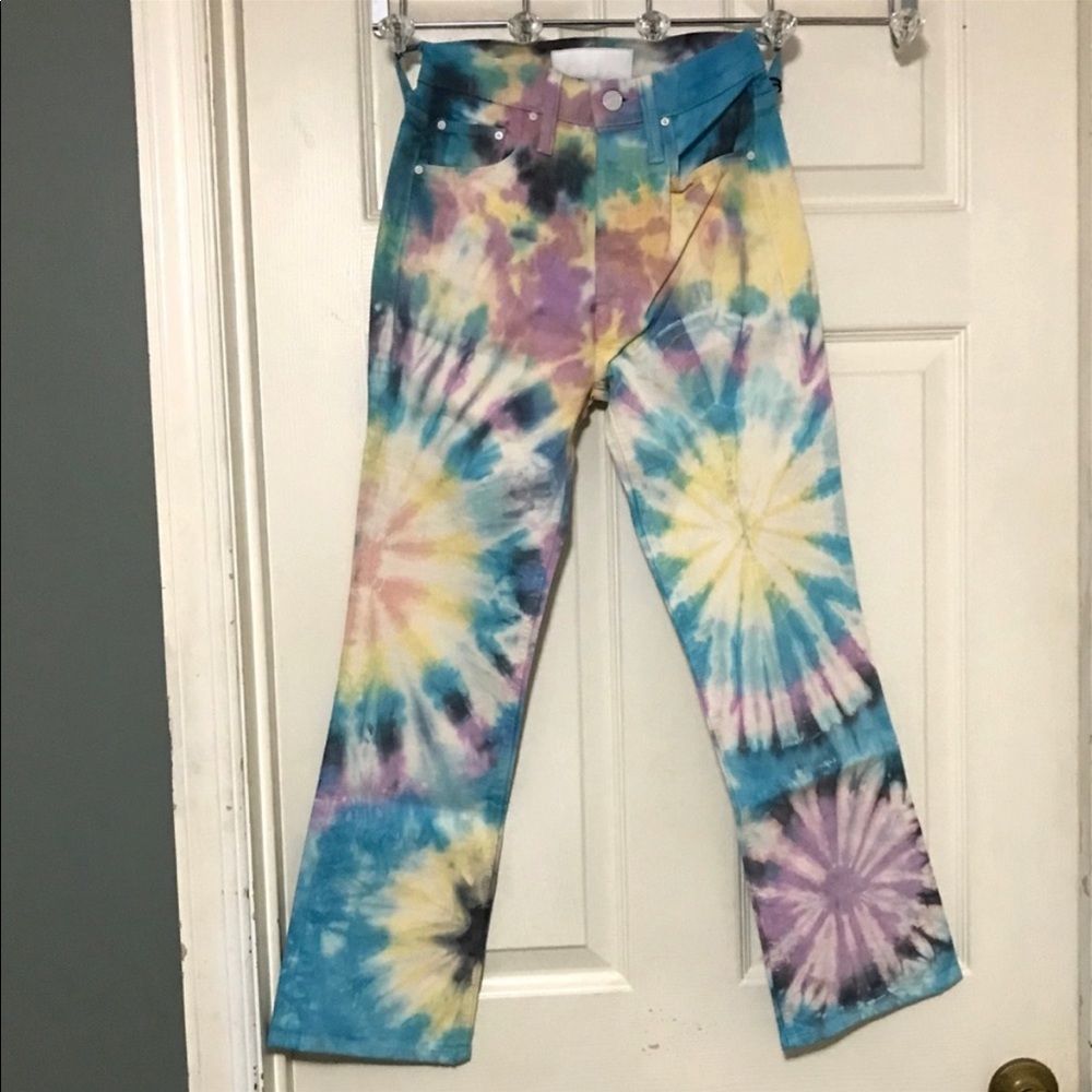 NWT $238 MOTHER | the Tripper | Swirling Secrets | Pastel Tie Dye Jeans - Picture 2 of 11